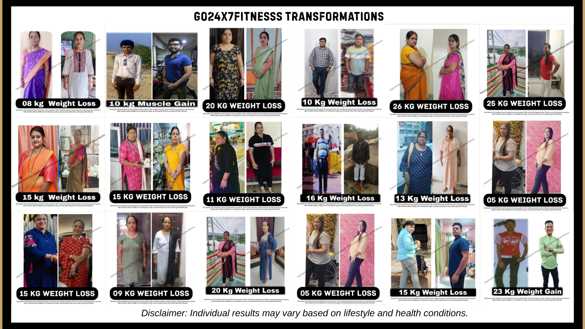 Real weight loss transformations from the GO24X7FITNESS diet coaching program